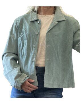 Revue Mint Suede Jacket Button Front Sz 12